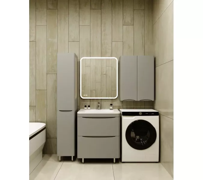 Тумба напольная с раковиной Style Line "Бергамо мини " (2 ящ.) Люкс антискрейтч серый, PLUS, Выбрать цвет: серый, Выбрать размер: 60, изображение 10