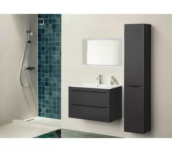 Тумба подвесная с раковиной Style Line "Бергамо мини " (2 ящ.) Люкс антискрейтч черный, PLUS, Выбрать цвет: Черный, Выбрать размер: 90, изображение 6