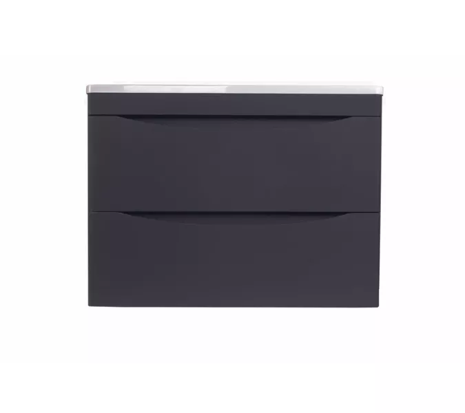 Тумба подвесная с раковиной Style Line "Бергамо мини " (2 ящ.) Люкс антискрейтч черный, PLUS, Выбрать цвет: Черный, Выбрать размер: 90