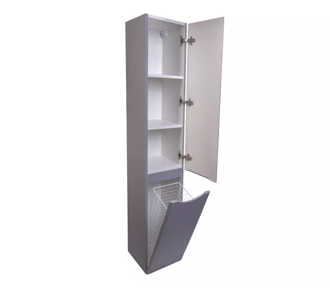 Пенал  Style Line "Бергамо " с корзиной, Люкс антискрейтч серый, PLUS, Выбрать цвет: серый, Ориентация: правый, изображение 2