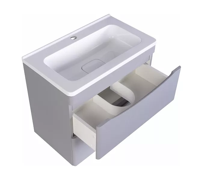 Тумба подвесная с раковиной  Style Line "Бергамо мини" (2 ящ.) Люкс антискрейтч серый, PLUS, Выбрать цвет: серый, Выбрать размер: 60, изображение 2