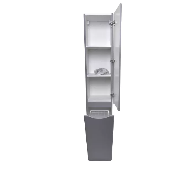 Пенал  Style Line "Бергамо " с корзиной, Люкс антискрейтч серый, PLUS, Выбрать цвет: серый, Ориентация: правый, изображение 3