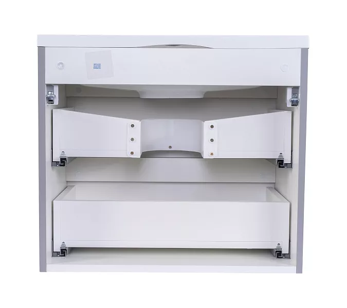 Тумба подвесная с раковиной  Style Line "Бергамо мини" (2 ящ.) Люкс антискрейтч серый, PLUS, Выбрать цвет: серый, Выбрать размер: 60, изображение 3