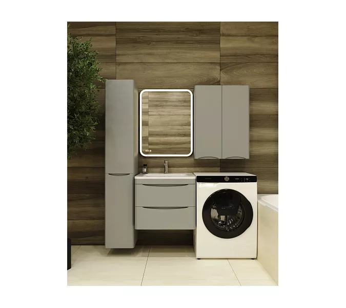 Тумба подвесная с раковиной  Style Line "Бергамо мини" (2 ящ.) Люкс антискрейтч серый, PLUS, Выбрать цвет: серый, Выбрать размер: 60, изображение 8