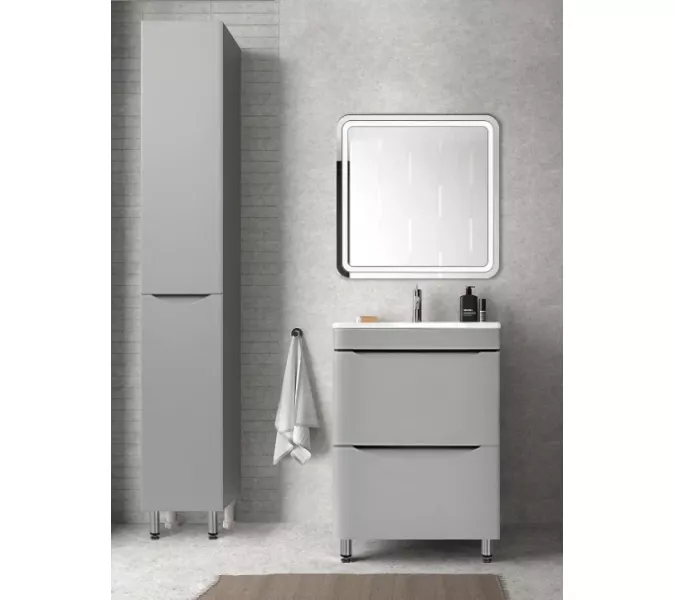 Пенал  Style Line "Бергамо " с корзиной, Люкс антискрейтч серый, PLUS, Выбрать цвет: серый, Ориентация: правый, изображение 4