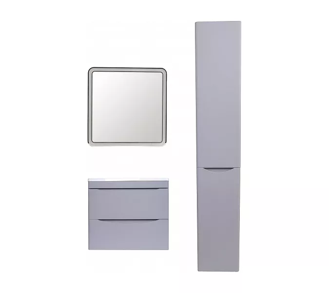 Тумба подвесная с раковиной  Style Line "Бергамо мини" (2 ящ.) Люкс антискрейтч серый, PLUS, Выбрать цвет: серый, Выбрать размер: 60, изображение 5