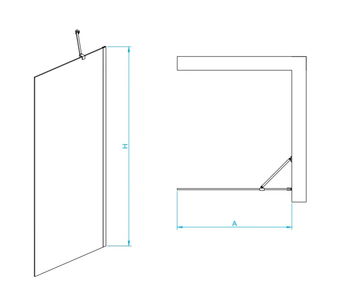 Перегородка для душа RGW WA-110B, Цвет стекла: прозрачное, Цвет профиля (вариация): Черный, Выбрать размер: 70, изображение 2