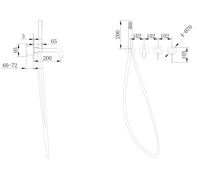 Смеситель ABBER Wasser Kreis AF8130RG для ванны скрытого монтажа, розовое золото, Выбрать цвет: Розовое золото, изображение 3