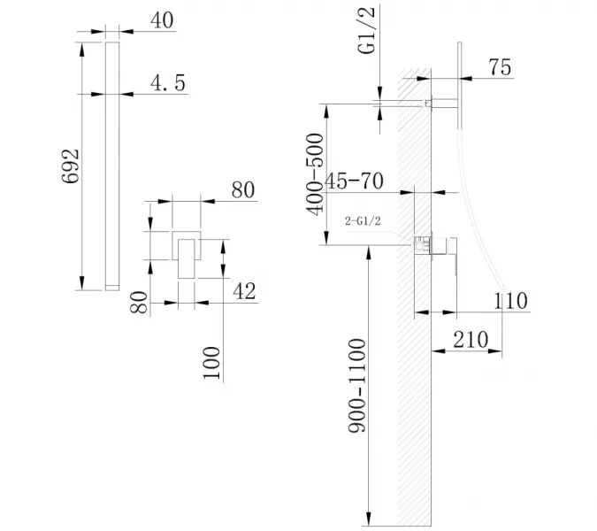 Смеситель ABBER Daheim AF8209 скрытого монтажа для раковины, хром, изображение 3
