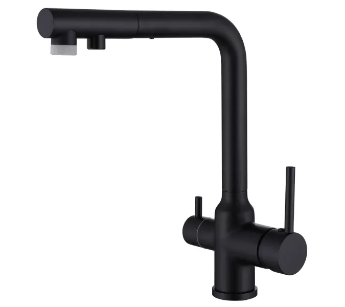 Смеситель ABBER Emotion AF8814B для кухни с подключением фильтра и выдвижной лейкой, черный матовый, Выбрать цвет: Черный