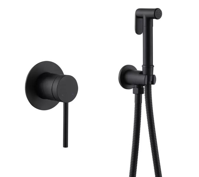 Смеситель ABBER Emotion AF8825B с гигиеническим душем, черный матовый, Выбрать цвет: Черный матовый