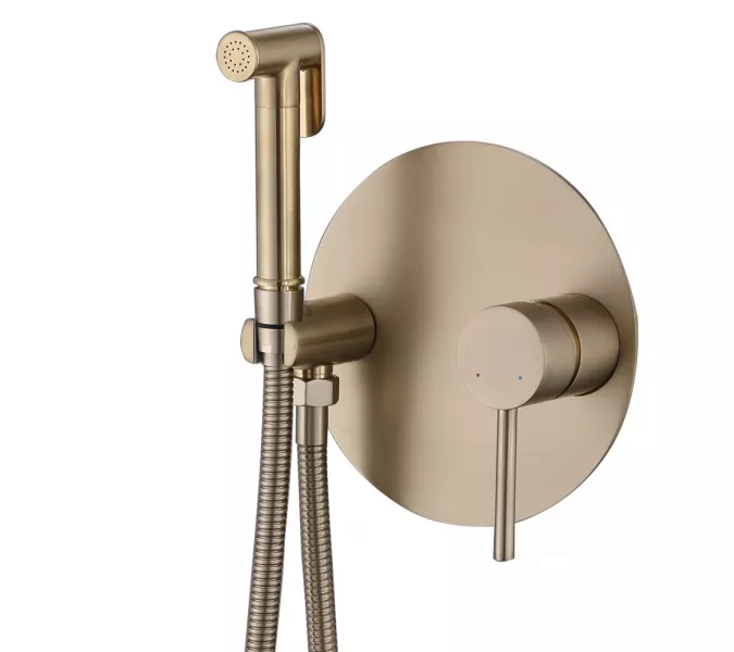 Смеситель ABBER Emotion AF8826G с гигиеническим душем, золото матовое, Выбрать цвет: Золото матовое