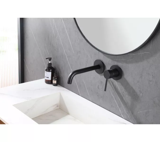 Смеситель ABBER Wasser Kreis AF8112B для раковины скрытого монтажа, черный матовый, Выбрать цвет: Черный матовый, изображение 2