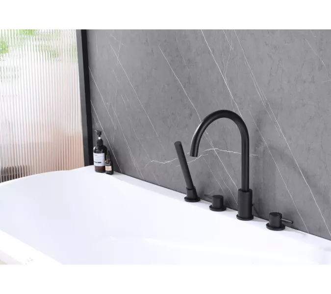 Смеситель ABBER Wasser Kreis AF8113B на борт ванны, черный матовый, Выбрать цвет: Черный, изображение 2