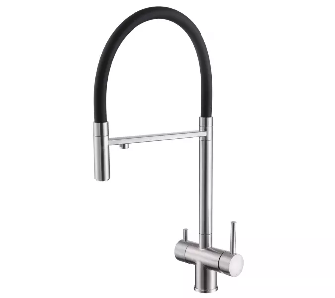 Смеситель ABBER Wasser Kreis AF81141 для кухни с подключением фильтра и выдвижной лейкой, хром, Выбрать цвет: Хром