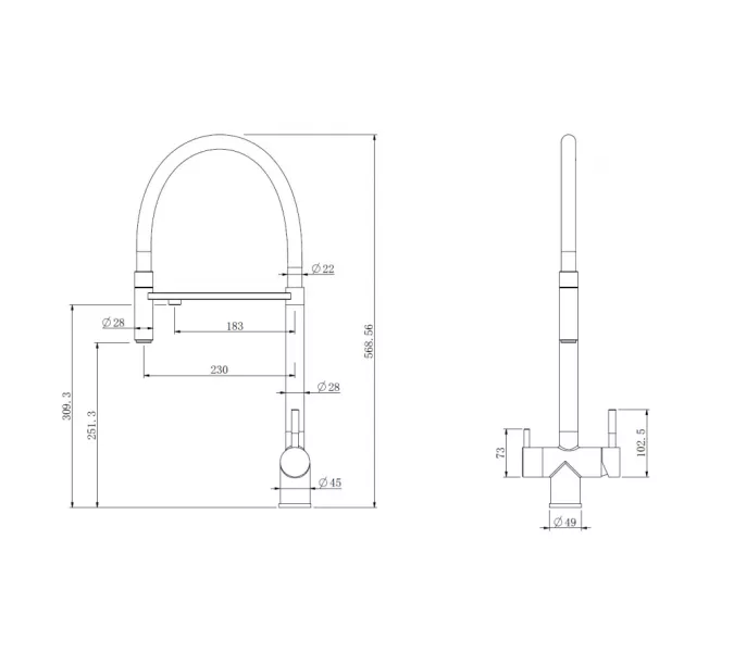 Смеситель ABBER Wasser Kreis AF81141 для кухни с подключением фильтра и выдвижной лейкой, хром, Выбрать цвет: Хром, изображение 3