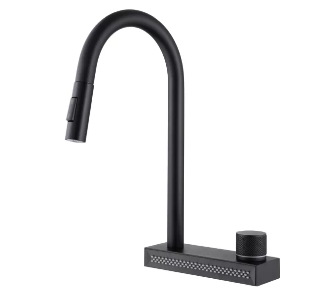 Смеситель ABBER Wasser Kreis AF8114B для кухни с выдвижной лейкой, черный матовый, Выбрать цвет: Черный