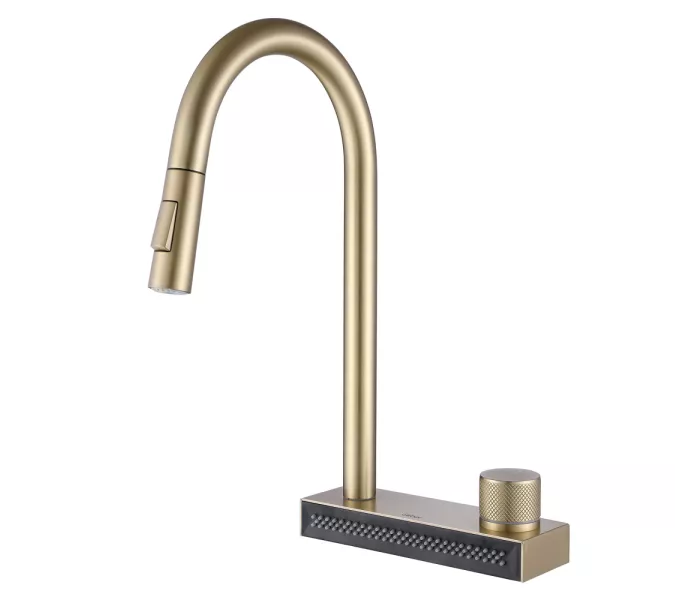 Смеситель ABBER Wasser Kreis AF8114G для кухни с выдвижной лейкой, золото матовое, Выбрать цвет: Золото
