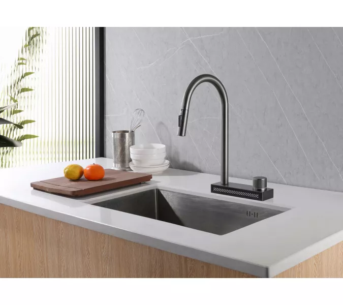 Смеситель ABBER Wasser Kreis AF8114NG для кухни с выдвижной лейкой, никель, Выбрать цвет: Никель, изображение 2