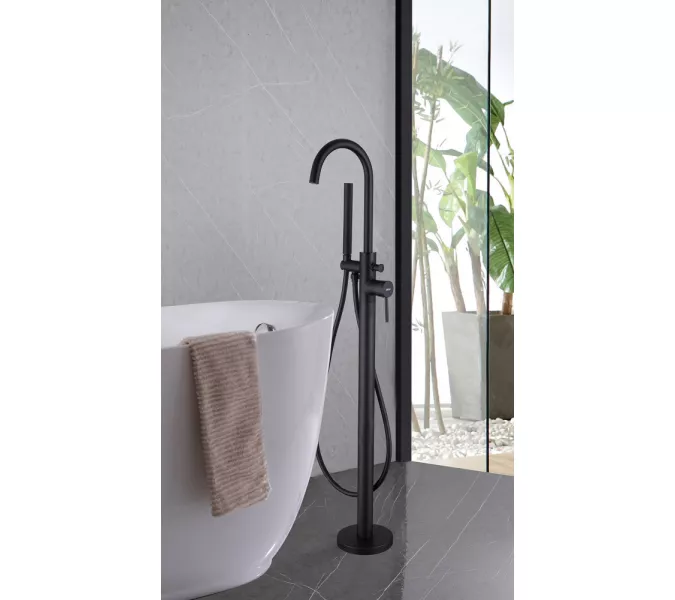 Смеситель ABBER Wasser Kreis AF8115B напольный для ванны, черный матовый, Выбрать цвет: Черный матовый, изображение 2