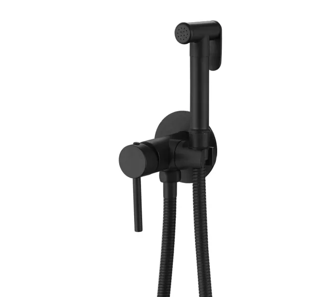 Смеситель ABBER Wasser Kreis AF8125B с гигиеническим душем, черный матовый, Выбрать цвет: Черный матовый