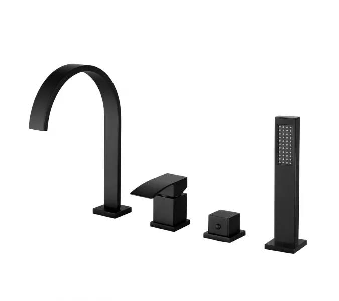 Смеситель ABBER Wasserfall AF8613B на борт ванны, черный матовый, Выбрать цвет: Черный