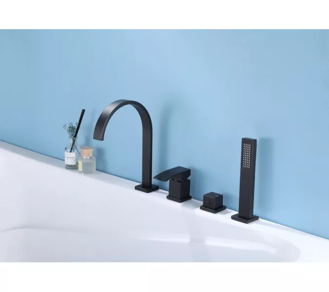 Смеситель ABBER Wasserfall AF8613B на борт ванны, черный матовый, Выбрать цвет: Черный, изображение 2