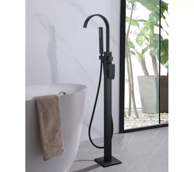 Смеситель ABBER Wasserfall AF8615B напольный, черный матовый, Выбрать цвет: Черный матовый, изображение 2