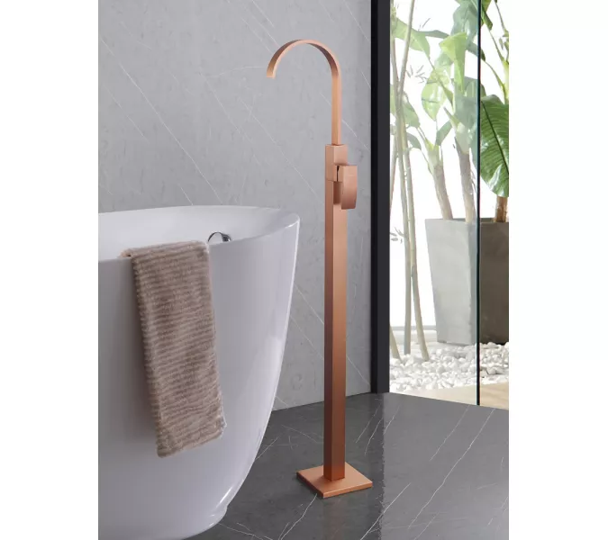 Смеситель ABBER Wasserfall AF8640MRG напольный для раковины, розовое золото матовое, Выбрать цвет: розовое золото матовое, изображение 2