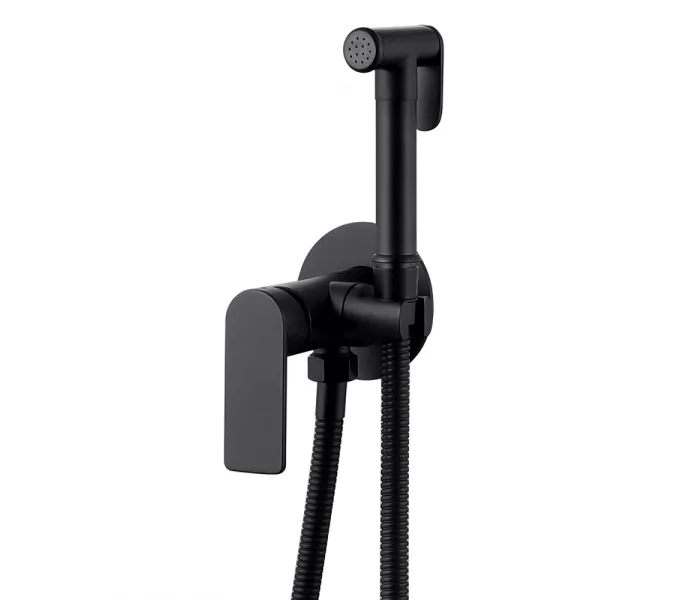 Смеситель ABBER Weiss Insel AF8025B с гигиеническим душем, черный матовый, Выбрать цвет: Черный матовый