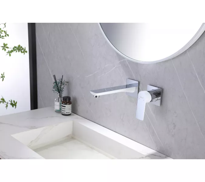 Смеситель ABBER Weiss Insel AF8082W для раковины скрытого монтажа, белый-хром, Выбрать цвет: Белый/хром, изображение 2