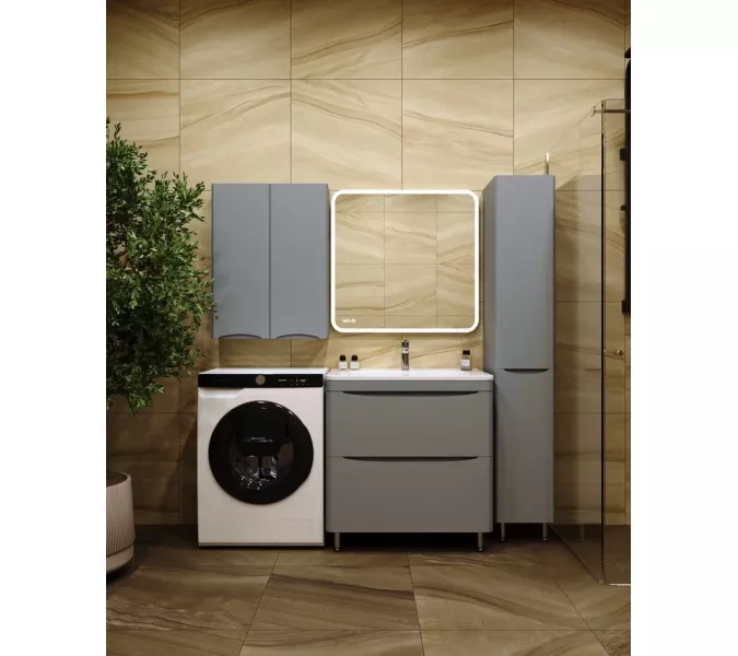 Пенал  Style Line "Бергамо " с корзиной, Люкс антискрейтч серый, PLUS, Выбрать цвет: серый, Ориентация: правый, изображение 6