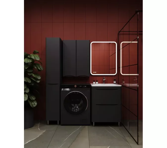 Пенал  Style Line"Бергамо" с корзиной, Люкс антискрейтч черный, PLUS, Выбрать цвет: Черный, Ориентация: правый, изображение 4