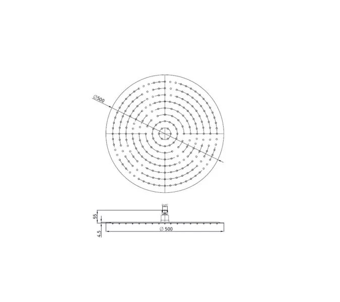 Верхний душ 3D круглый RGW SP-81B, Цвет профиля (вариация): Черный, Выбрать размер: 500, изображение 5