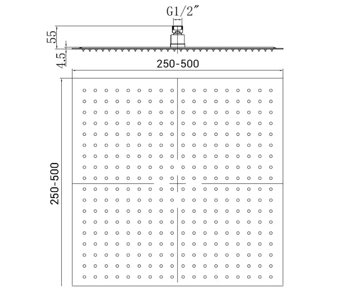 Верхний душ 3D квадратный RGW SP-82B, Выбрать размер: 250x250, изображение 5