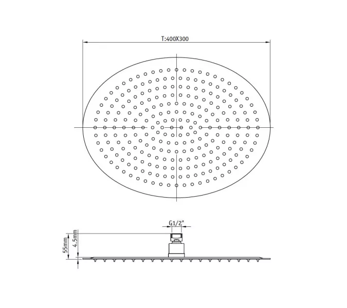 Верхний душ овальный RGW SP-83, Выбрать цвет: Хром, Выбрать размер: 300x200, изображение 5