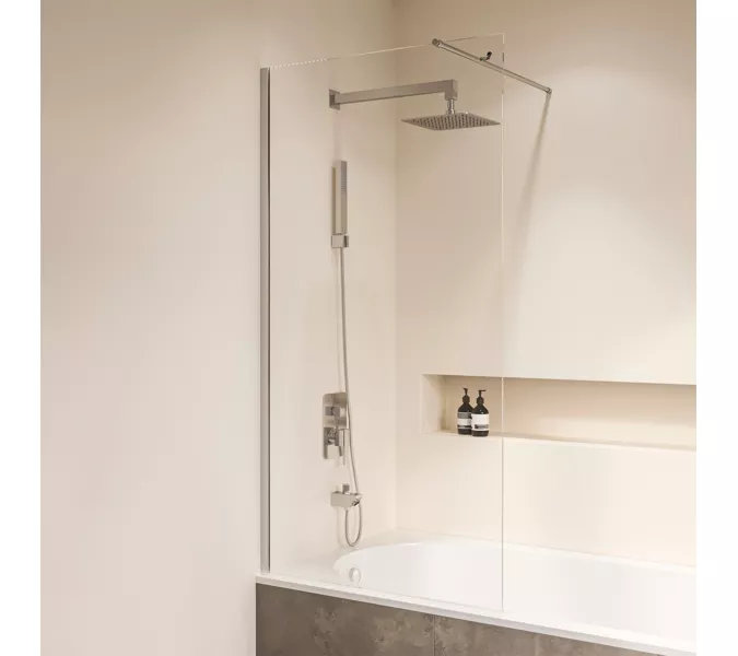 Шторка на ванну RGW SC-050, Цвет стекла: прозрачное, Цвет профиля: Хром, Выбрать размер: 80