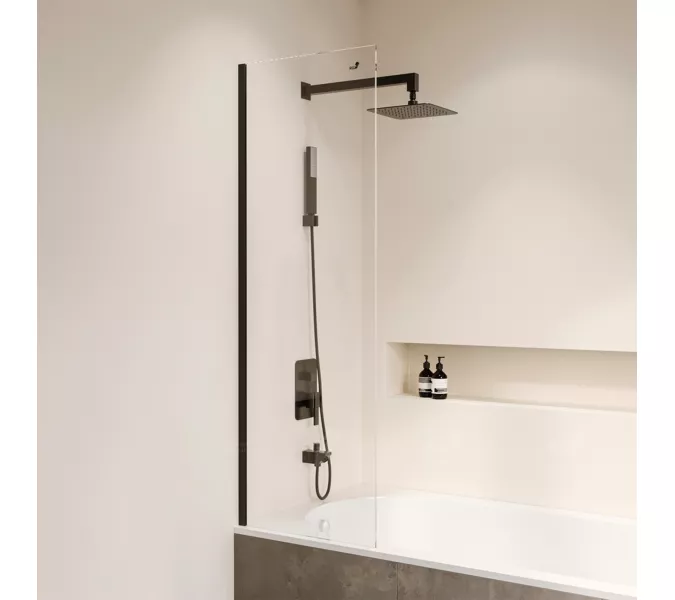 Шторка на ванну RGW SC-056-8B, Цвет стекла: прозрачное, Цвет профиля (вариация): Черный, Выбрать размер: 50