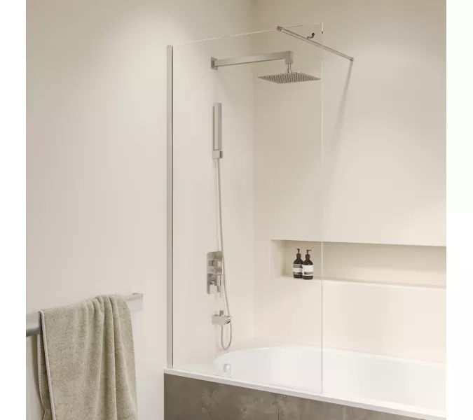 Шторка на ванну RGW SC-051, Цвет стекла: прозрачное, Цвет профиля: Хром, Выбрать размер: 80