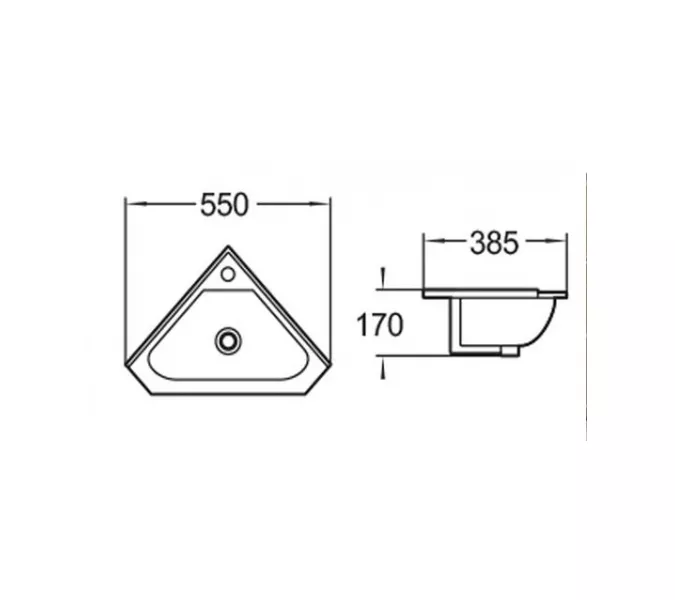 WW AISBACH 7012 GL-WT Раковина подвесная (глянцевая белая) 550х385х170 мм, изображение 2