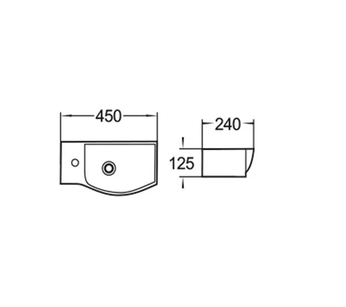 Раковина подвесная WW AISBACH 7945/7946  GL-WT L/R  (глянцевая белая), Выбрать цвет: Белый глянец, Выбрать размер: 45*24, Ориентация: левая, изображение 2