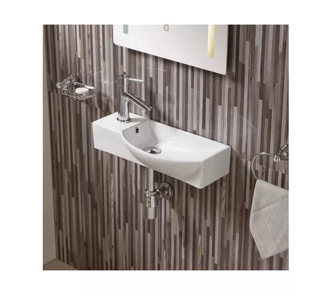 Раковина подвесная WW AISBACH 7945/7946  GL-WT L/R  (глянцевая белая), Выбрать цвет: Белый глянец, Выбрать размер: 45*24, Ориентация: левая