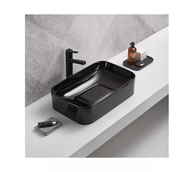 WW ELBACH 78575-70 MT-BL Раковина накладная (матовая черная) 705х350х150 мм, Выбрать цвет: Черный матовый, Выбрать размер: 70*35