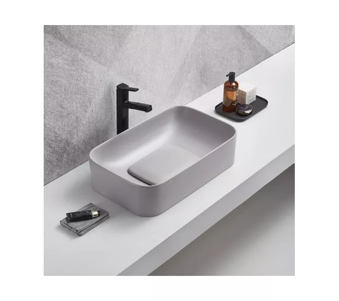 WW ELBACH 78575-50 MT-GR Раковина накладная (матовая серая) 505x380x150 мм, Выбрать цвет: Серый матовый, Выбрать размер: 50*38