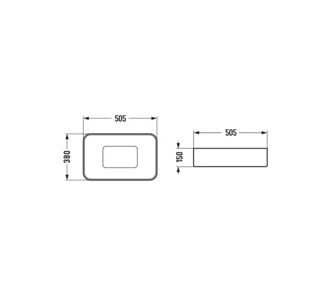 WW ELBACH 78575-50 MT-GR Раковина накладная (матовая серая) 505x380x150 мм, Выбрать цвет: Серый матовый, Выбрать размер: 50*38, изображение 2