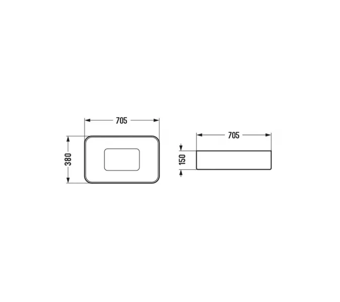 WW ELBACH 78575-70 MT-BL Раковина накладная (матовая черная) 705х350х150 мм, Выбрать цвет: Черный матовый, Выбрать размер: 70*35, изображение 2