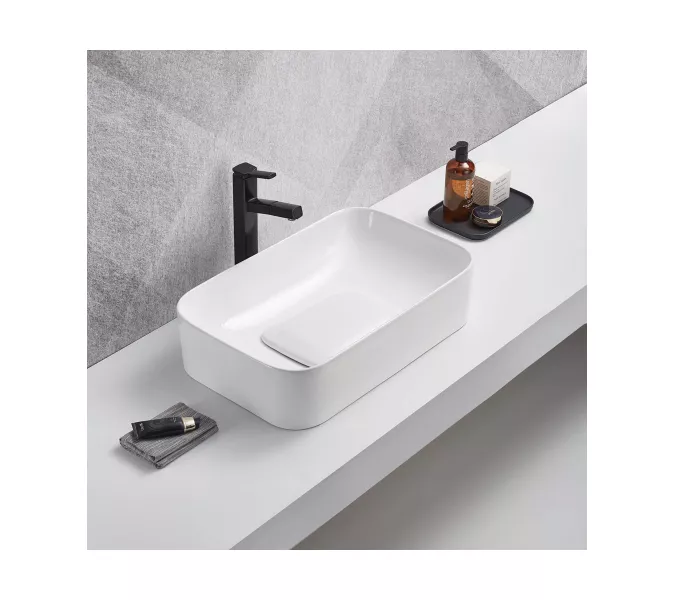 WW ELBACH 78575-60 GL-WT Раковина накладная (глянцевая белая) 610x380x150 мм, Выбрать цвет: Белый глянец, Выбрать размер: 61*38