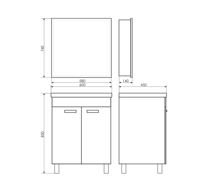 Comforty. Зеркало-шкаф "Диана-60" белый глянец, изображение 3