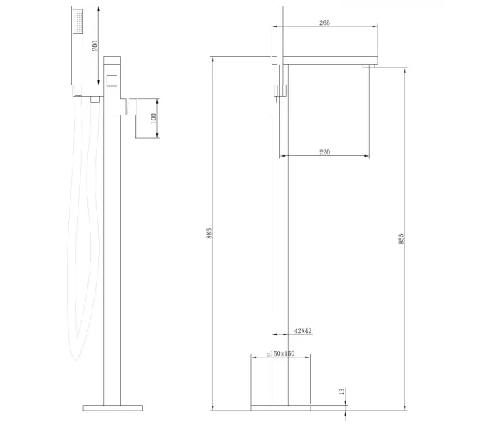 Смеситель ABBER Daheim AF8215 напольный, хром, Выбрать цвет: Хром, изображение 3