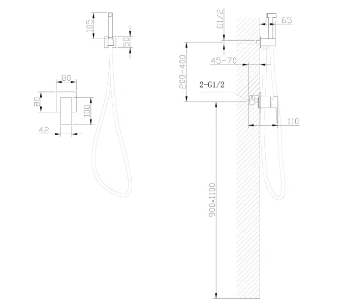 Смеситель ABBER Daheim AF8225G с гигиеническим душем, золото матовое, Выбрать цвет: Золото матовое, изображение 2